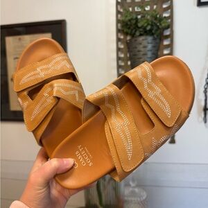 Brown Sandals with White Accents 6.5